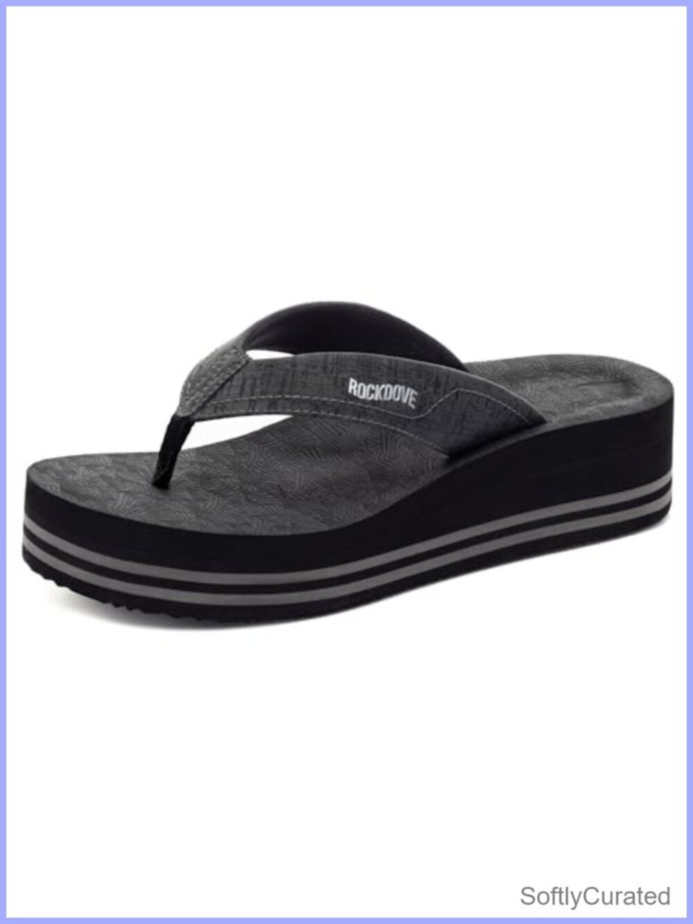 RockDove Womens Platform Wedge Flip Flops Faux Leather Thong Sandals